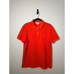 Lacoste Mens Slim Fit Polo Shirt Orange Cotton Pique PH4012 Size US L FR 5